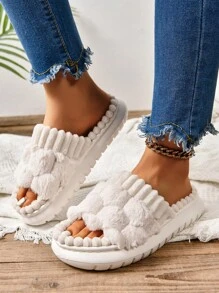 Nouvelles mules à semelle plateforme antidérapante en EVA, sandales ouvertes décontractées et mignonnes pour femmes - Beige - Voir 4