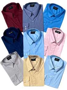 KIT 09 peças - Camisa Social Manga Longa Slim e Camisa Social Premium Tipo Linho - sem preto e branco - Visão 1