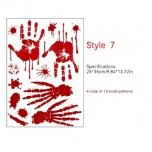 Halloween Decorative Stickers, Assorted Styles To Choose From, Window/Door Stickers, Toys, Blood Hand/Foot Prints, Scary Gag Toys Halloween Decoration - Multicolor - View 13