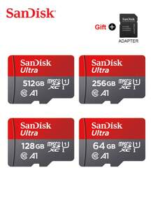 SANDISK SanDisk Micro SD Card Class 10 A1 Microsd 32GB 64GB 128GB 256GB 512GB 100MB/S U3 TF Memory Cards + SD Adapter