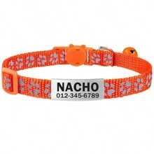 Coleira personalizada para gatos com placa de identificação em aço inoxidável, coleira ajustável de nylon com estampa de pata refletiva multicolorida, sino e pingente de identificação personalizado. Ornamental, gravada, em aço inoxidável, para gatos fofos, etiquetas personalizadas para gatos, coleira personalizada para gatos, coleiras personalizadas para cães, presentes ideais para ela, família, amigos, amantes de animais de estimação, para aniversários, para inauguração de casa. Ornamental, gravada, moderna, fofa, personalizada, para animais de estimação, para aniversários, coleiras, guias e peitorais personalizados para animais de estimação, local, vibrações de férias, inspiração para vida ao ar livre, design divertido para animais de estimação. - Multicolorido - Ver 8