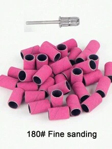 GGJOYO 40 Pcs/Box Sanding Bands With 1pc Metal Shaft Set Nail Drill Bits For Nail Polish Gel Dead Skin Calluses Remove Sand Bands Cutter - Pink - View 6