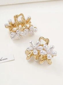 10 件仿珍珠花装饰发夹优雅、发饰、爪夹、发夹、发夹、学校用品、学院秋冬发夹，适合度假装扮女士