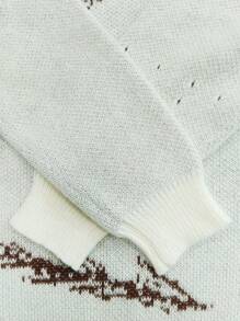 Men's Casual Graffiti Pattern Knit Pullover Sweater - Grey - View 5