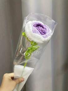 Crochet Flowers, 6PCS Fake Rose Artificial Flowers Handmade Knitted Rose Bouquet Crochet Flower Bouquet Table Centerpieces Valentine'S Day Gift For Women