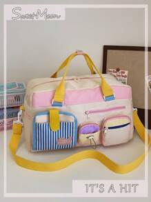 حقيبة سفر نايلون ذات تصميم ألوان متباينة، سعة عالية مع جيوب متعددة وسحاب، قسم منفصل للأشياء الجافة والرطبة، حزام كتف قابل للتعديل، يمكن استخدامها كحقيبة كتف أو حقيبة متقاطعة، مناسبة للرياضات الخارجية، السفر لمسافات قصيرة/طويلة، السباحة، اللياقة البدنية، التنزه، الاستخدام اليومي، الغسيل، حقيبة المستشفى للمدرسة والملحقات المدرسية