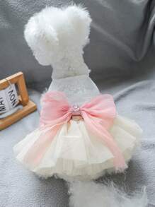 1 件宠物连衣裙，适合猫和小狗，可爱的公主风格薄纱裙，透气轻盈，新娘礼服