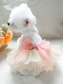 1 件宠物连衣裙，适合猫和小狗，可爱的公主风格薄纱裙，透气轻盈，新娘礼服