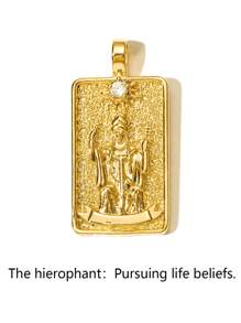 1pc Tarot The Mysteries Of Nature 0-21 Major Arcana Tarot Card Pendant Necklace, Fortune Telling Secrets Room Rich Mysteries Profound Secrets Tarot Cards, Best Friend Gift, Exquisite Gift (The Fool, The Magician, The High Priestess, The Empress, The Emperor, The Hierophant, The Lovers, The Chariot, Strength, The Hermit, Wheel Of Fortune, Justice, The Hanged Man, Death, Temperance, The Devil, The Tower, The Star, The Moon, The Sun, Judgement, The World) - 金色 - 查看 26