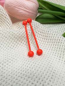 2pcs糖果色钛钢长杆双耳环双头球耳桥耳钉螺旋耳环乳头环欧美时尚母亲节 - 槓鈴型 - 查看 18