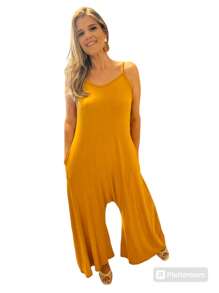 Women Jumpsuits - 芥末黃 - 查看 1