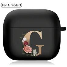 苹果耳机盒兼容 Airpods 第三代印刷金色字母柔软硅胶无线蓝牙耳机充电盒保护套 - AirPods 3rd (Black) - 查看 30