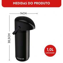 Garrafa Térmica Para Café Verona 1 Litro Unitermi Chá Leite Água Quente Fria Qualidade Premium Terere Chimarão - Azul - Visão 4