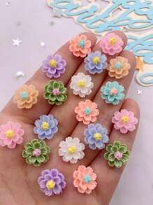 30颗12毫米混合树脂康乃馨平底水钻，适用于剪贴簿、婚礼装饰、DIY工艺品、情人节、暑期学校等场合。 - 彩色 - 查看 3