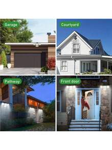 1pc 333 LED/100lLED Solar Outdoor Lights, Waterproof Motion Sensor, Solar Security Spotlight, With Remote Control 3 Mode, 4 Head Solar Floodlight, For Patio, Garage, Porch, Yard(100/300LED ,Integrated/Separation,With/Without Remote Control Optional) Halloween Christmas Thanksgiving Gift - Black - View 11