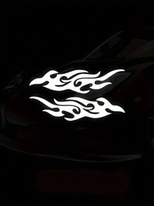 2入組火焰圖案汽車後視鏡貼紙裝飾性黏著式夜光反光汽車杠貼紙 - 彩色 - 查看 6