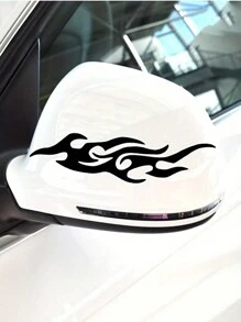 2入組火焰圖案汽車後視鏡貼紙裝飾性黏著式夜光反光汽車杠貼紙 - 彩色 - 查看 3