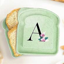 1 pièce Boîte à sandwich portable Toast Bento avec poignée contenant pour nourriture de pique-nique en plein air, boîtes à collations créatifs de 26 initiales, boîtier à sandwich réutilisable pour travailleurs de bureau - Vert - Voir 13