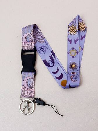 1pc Tarot Pattern Breakaway Teacher Keychain Neck Lanyard For Keys,Keychain And ID Badge Holder,Cute Sun And Moon Neck Strap Lanyard For Credit Card,Pass,Phone Charm Accessories,With A Metal Key Ring And Quick Release Buckle,Great Gift For Women,Girl,Teachers,Students,Staff,School Car Accessories Bag Charm Backpack For School Goth Y2k Bag Accessories Lanyards With Id Holder Car Accessories Bag Charms