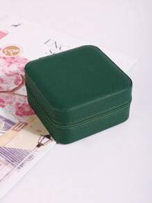 1pc Fashionable Portable Travel Jewelry Box, Exquisite Synthetic Leather High Water Resistance Surface, Mirror Jewelry Case, Suitable For Daily Jewelry Storage Or Traveling With Accessories, Gift For Women And Girls