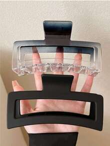 4pcs/Set Oversize Square Ombre Hair Claw Clips For Thick Hair, Minimalist Solid Color Hair Clips For Daily Casual Wear - Multicolor - View 2