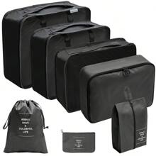 7-teiliges Polyester Reise-Aufbewahrungstascheset, minimalistischer Slogan-Grafik Gepäckpackorganisator für Reisezubehör, Herbstdekor für Zuhause, Reiseaufbewahrungstasche, Makeup-Tasche, Kosmetiktasche, Reise-Organizer, Makeup-Organizer mit großem Fassungsvermögen, Makeup-Koffer, für Lippenstifte, Pinsel, Hautpflege, Handy, Münzen, Kleinteile, für Zuhause, Geschenke, Urlaub und Feste wie Halloween, Weihnachten, multifunktional, Boho-Vibes