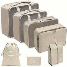 7-teiliges Polyester Reise-Aufbewahrungstascheset, minimalistischer Slogan-Grafik Gepäckpackorganisator für Reisezubehör, Herbstdekor für Zuhause, Reiseaufbewahrungstasche, Makeup-Tasche, Kosmetiktasche, Reise-Organizer, Makeup-Organizer mit großem Fassungsvermögen, Makeup-Koffer, für Lippenstifte, Pinsel, Hautpflege, Handy, Münzen, Kleinteile, für Zuhause, Geschenke, Urlaub und Feste wie Halloween, Weihnachten, multifunktional, Boho-Vibes