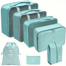 7-teiliges Polyester Reise-Aufbewahrungstascheset, minimalistischer Slogan-Grafik Gepäckpackorganisator für Reisezubehör, Herbstdekor für Zuhause, Reiseaufbewahrungstasche, Makeup-Tasche, Kosmetiktasche, Reise-Organizer, Makeup-Organizer mit großem Fassungsvermögen, Makeup-Koffer, für Lippenstifte, Pinsel, Hautpflege, Handy, Münzen, Kleinteile, für Zuhause, Geschenke, Urlaub und Feste wie Halloween, Weihnachten, multifunktional, Boho-Vibes