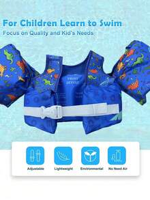 1pc Kids Cartoon Vest Swimsuit, Non-Inflatable Safety Floating Swimwear - Multicolor - View 2