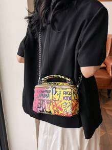 amaiqi Spring New Graffiti Design High-Capacity Women's Small Square Bag, Lightweight Casual Handbag & Crossbody Bag - Multicolor - View 6