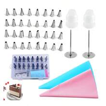 39入/51入組糕點裝飾嘴套裝，奶油槍咀套裝，曲奇花嘴套裝，蛋糕裝飾工具，48個糕點裝飾嘴，1個轉換器，1個袋，1個收納盒 - 藍色 - 查看 8