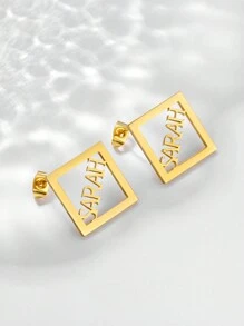 Aretes de letra de rombo de acero inoxidable personalizados con nombre de moda, regalo de joyería personalizada para mujeres