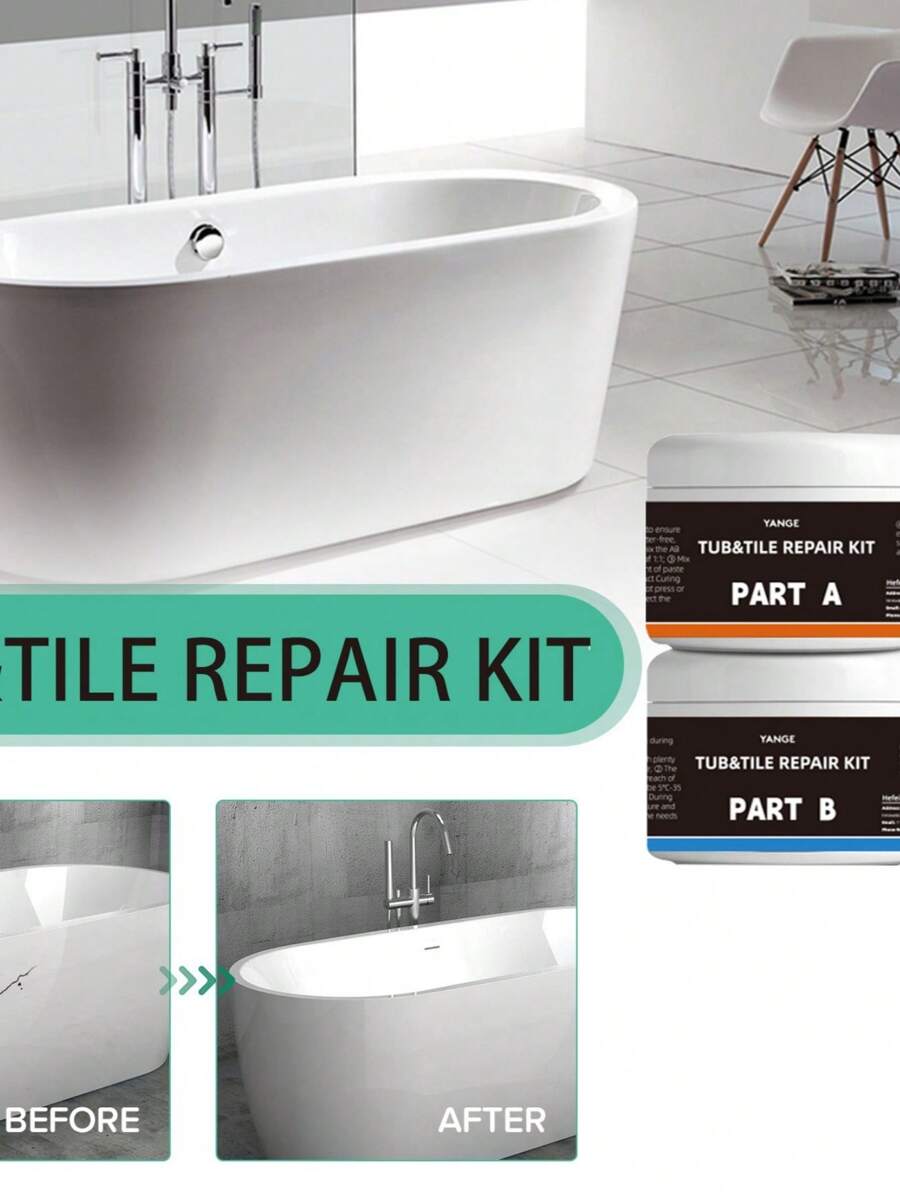 Tile Repair AB Adhesive Glaze Repair Paste Pothole Floor Tile Broken Cover Ugly Ceramic Patch Hole Tile Repair Adhesive (Tool Colours Are Randomised) - White - View 1