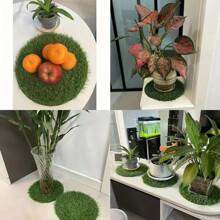 1入優質人造草地墊，圓形草地0.7英寸高，直徑9.5 / 12.6英寸，適用於陽台和庭院裝飾、放置墊、手工製品、派對婚禮聖誕節地毯、寵物墊、超市水果墊 - 彩色 - 查看 1