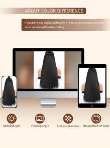 20" 24" 28" 32" 40" Synthetic Hair Extensions Hairpiece 5 Clips Long Straight Heat Resistant Hair Piece Natural  Hairstyle For Women Daily Used - Black - View 11