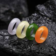 Pinannie 1件糖果色翡翠戒指，男女皆宜情侶戒指，珠寶禮物訂婚結婚戒指寬7.5mm - 男女通用 - 查看 11