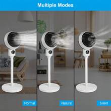 Circulating Stand Fan For Home Bedroom With Remote, Standing Fans Ocillation 70°, Pedestal Fan 3 Speeds,3 Modes,15Hour Timing, LED Display, For Indoor, Bedroom And Home Office, 7 Inch,White