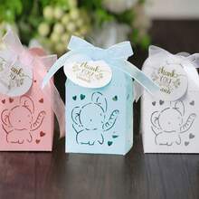 20pcs Gift Box Elephant Favors For Guests Blue/Pink/White Party Favor Boxes With Thank You Card And Ribbon For Birthdays Wedding Bridal Shower Favor Anniversary Party - Multicolor - View 7