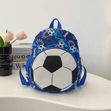 1pc Youth Football Nylon Backpack, Cute Cartoon Football Design Zipper Closure Daypack, Suitable For Autumn/Winter Daily Use - A - View 7