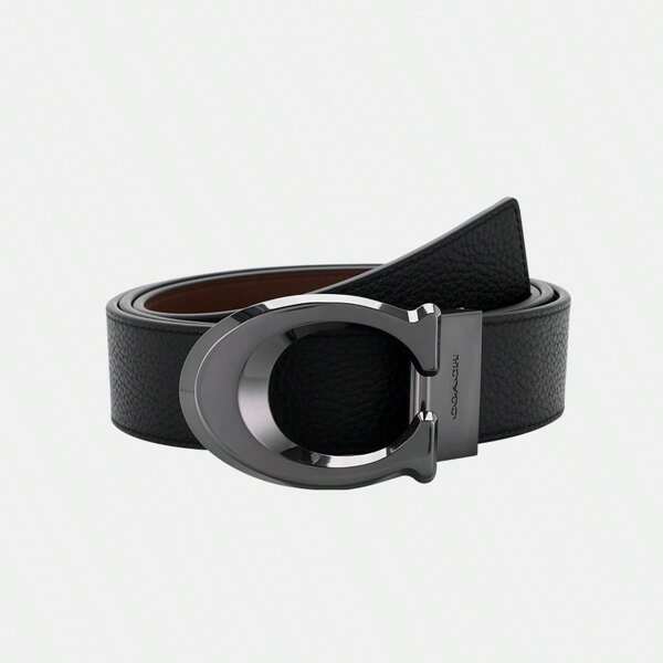 Coach Unisex Belt Signature C Buckle Logo Belt Cut To Size,38 Mm Black/Dark Saddle CQ013 QBLVW