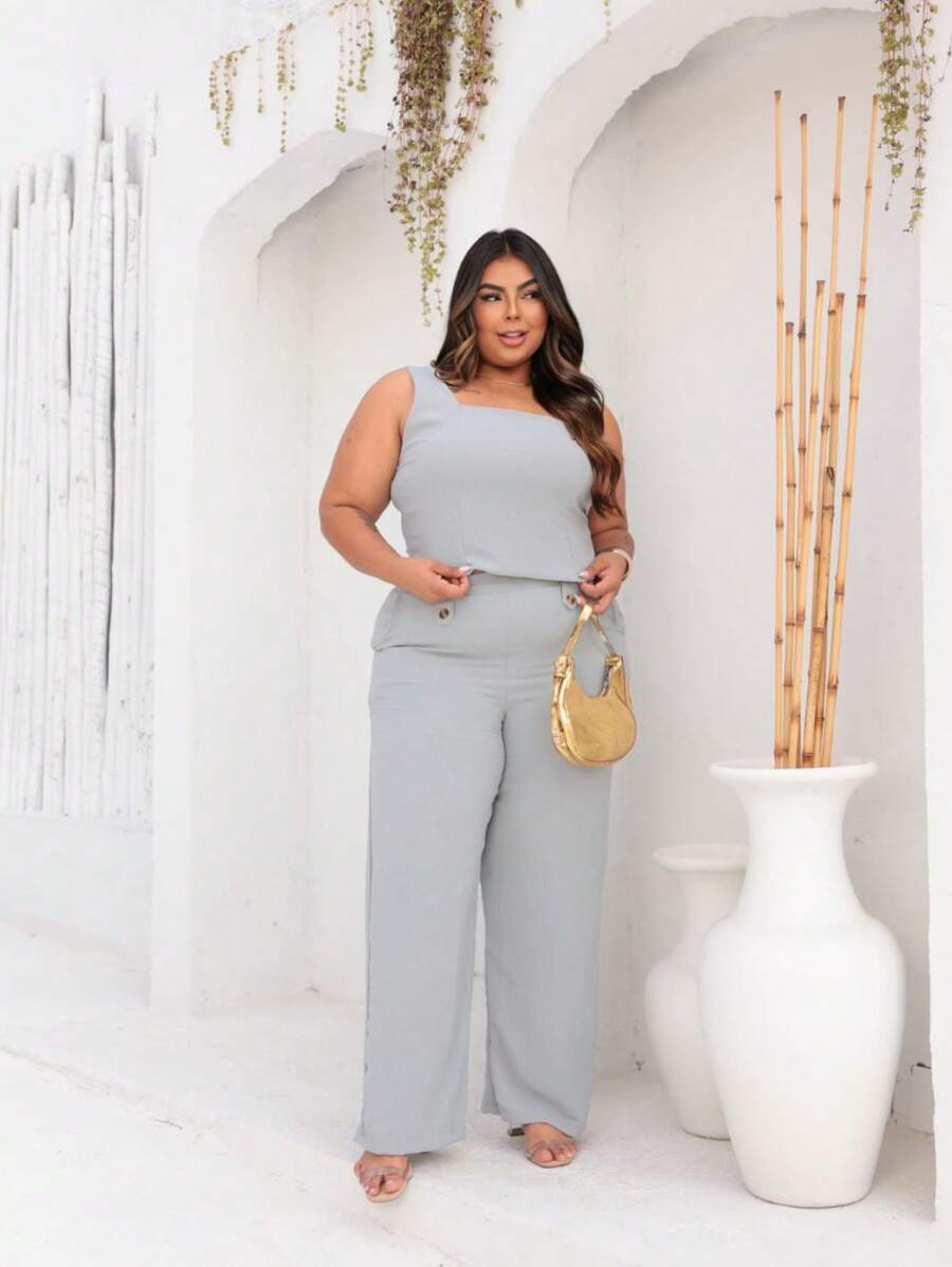 Plus Size Co-Ords - Gris - Ver 1