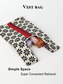 1pc Black & White Floral Crochet Embroidery Breathable Lightweight Foldable Portable Bag, Can Hold Phone, Umbrella, Cosmetics, Books, Casual & Cute Design, Suitable For Women, Daily Wear, Vacation, Commute, Shopping, Photography, Travel, Camping, Back To School, Holidays, Female Students, Girls, Mothers, All Seasons , Cute , Crochet, Mother's Day - Black and White - View 4