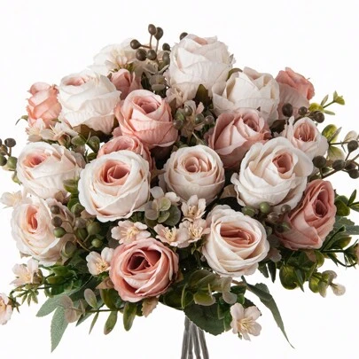 1/3/80pcs Artificial Peony Flower Bouquet, Faux Rose Flowers, Suitable For Spring/Autumn Decor, Wedding Vase, Home, Restaurant, Bedroom, Kitchen, Bathroom, Mother's Day, Holiday, Birthday Party, Outdoor Garden, Christmas Decoration