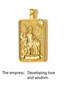 1pc Tarot The Mysteries Of Nature 0-21 Major Arcana Tarot Card Pendant Necklace, Fortune Telling Secrets Room Rich Mysteries Profound Secrets Tarot Cards, Best Friend Gift, Exquisite Gift (The Fool, The Magician, The High Priestess, The Empress, The Emperor, The Hierophant, The Lovers, The Chariot, Strength, The Hermit, Wheel Of Fortune, Justice, The Hanged Man, Death, Temperance, The Devil, The Tower, The Star, The Moon, The Sun, Judgement, The World) - 金色 - 查看 31