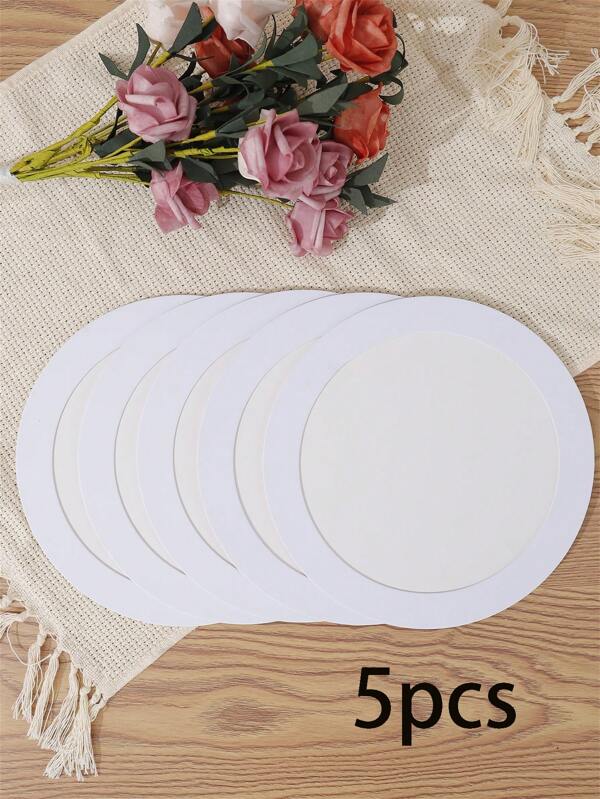 إطارات صور دائرية مصنوعة من الورق المقوى الأسود 5 قطع، تصميم بسيط لمجموعة تذكارية وديكور جدران في غرفة المعيشة وغرفة النوم