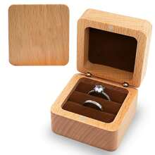 Personalized Wooden Ring Box / Jewelry Box With Custom Photo & Text - Laser Engraved Picture Memory Box For Proposal, Wedding, Anniversary, Birthday - Magnetic Closure, Engraved With Your Image & Message – Small Wood Treasure Box - Oak - View 4