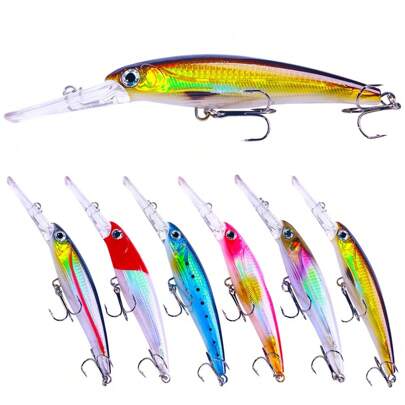 HENGJIA 1pc/2pcs 17cm 30.8g Long Tongue Minnow Fishing Lure, Deep Diving Crankbait For Bass, Perch, Freshwater & Saltwater Fishing, Realistic Hard Bait