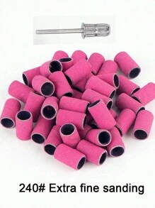 GGJOYO 40 Pcs/Box Sanding Bands With 1pc Metal Shaft Set Nail Drill Bits For Nail Polish Gel Dead Skin Calluses Remove Sand Bands Cutter - Pink - View 8