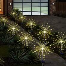 Luces tipo fuegos artificiales solares para jardín, impermeables, estacas de arte solar con iluminación intermitente para decoración exterior, 60 luces tipo fuegos artificiales solares para decoración de patio, sendero y fiesta