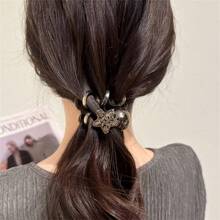 1 buc cravată de păr spiralată cu perle de înaltă calitate în stil coreean, cravată de păr elastică în formă de stea cu stras, accesoriu de păr pentru coadă de cal, frânghie de păr